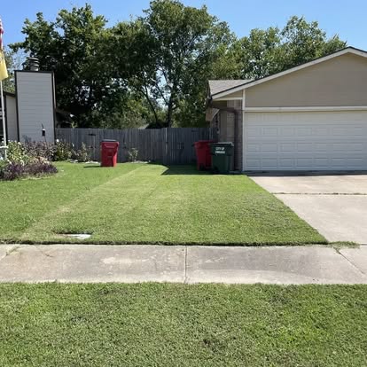 Front lawn with clean cut lines